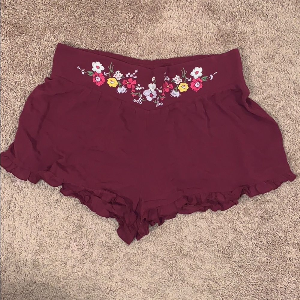 Burgundy high waisted shorts